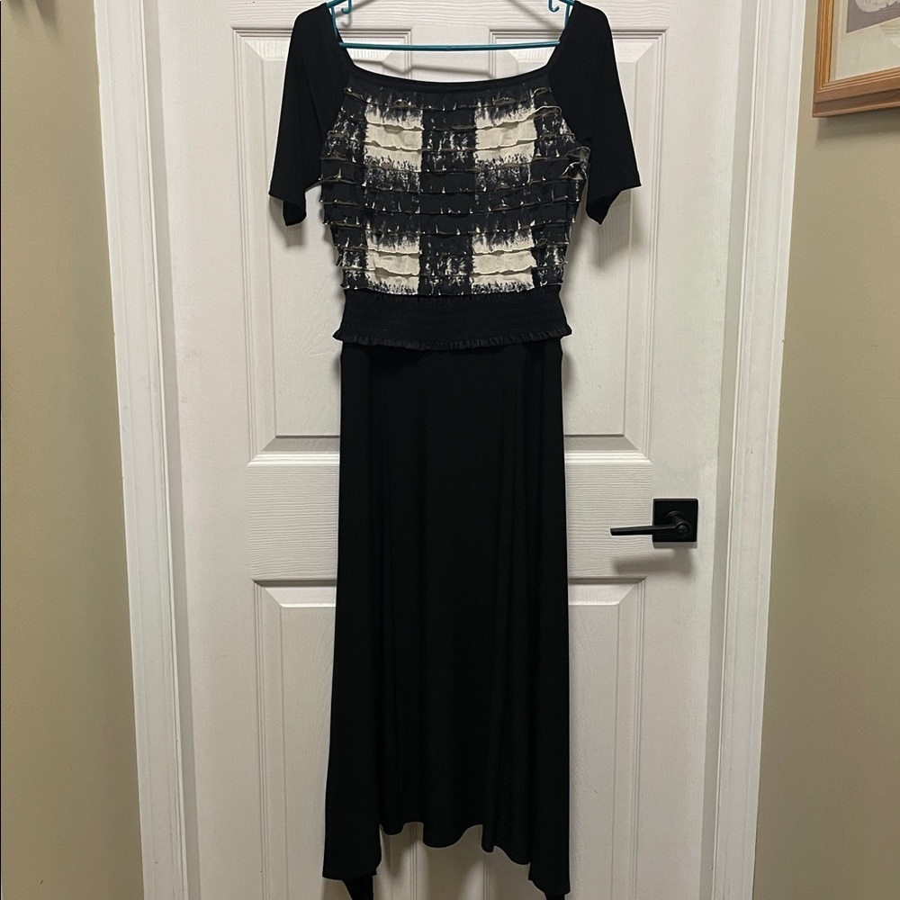 Joseph Ribkoff | Black | Ruffled Top/Hankerchief Skirt | Dress | Size 10 - Picture 7 of 16